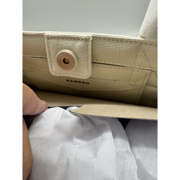 NWT Sandro Kabash Quilted Tote Bag Ecru White Medium Designer Bag - Picture 11 of 12